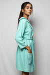 Cotton matte bathrobe with lining - knee length