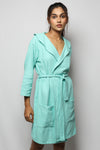 Cotton matte bathrobe with lining - knee length