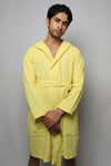 Cotton matte bathrobe with lining - knee length