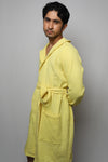 Cotton matte bathrobe with lining - knee length