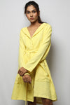 Cotton matte bathrobe with lining - knee length