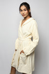 Cotton matte bathrobe with lining - knee length