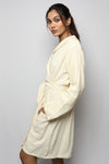 Cotton matte bathrobe with lining - knee length