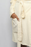 Cotton matte bathrobe with lining - knee length