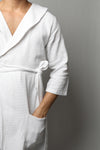 Cotton matte bathrobe with lining - knee length