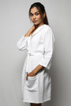 Cotton matte bathrobe with lining - knee length