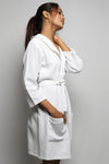 Cotton matte bathrobe with lining - knee length