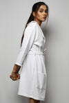 Cotton matte bathrobe with lining - knee length