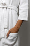 Cotton matte bathrobe with lining - knee length