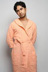 Cotton matte bathrobe with lining - knee length