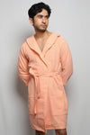 Cotton matte bathrobe with lining - knee length