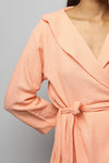 Cotton matte bathrobe with lining - knee length