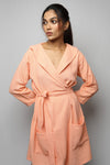 Cotton matte bathrobe with lining - knee length