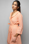 Cotton matte bathrobe with lining - knee length