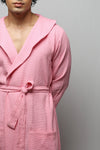 Cotton matte bathrobe with lining - full length