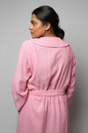 Cotton matte bathrobe with lining - full length