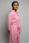 Cotton matte bathrobe with lining - full length