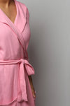 Cotton matte bathrobe with lining - full length