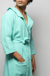 Cotton matte bathrobe with lining - full length