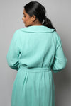 Cotton matte bathrobe with lining - full length