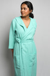 Cotton matte bathrobe with lining - full length