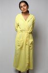 Cotton matte bathrobe with lining - full length