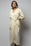 Cotton matte bathrobe with lining - full length