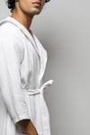 Cotton matte bathrobe with lining - full length