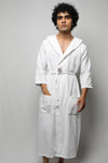 Cotton matte bathrobe with lining - full length