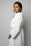 Cotton matte bathrobe with lining - full length