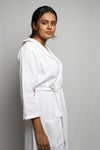 Cotton matte bathrobe with lining - full length