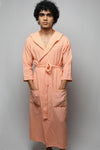 Cotton matte bathrobe with lining - full length