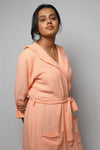 Cotton matte bathrobe with lining - full length