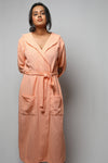 Cotton matte bathrobe with lining - full length