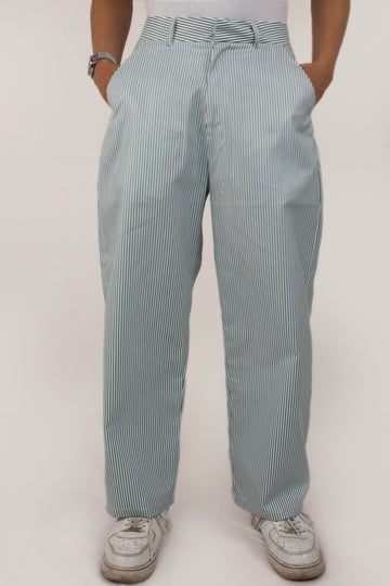 Solid stripe cotton trousers