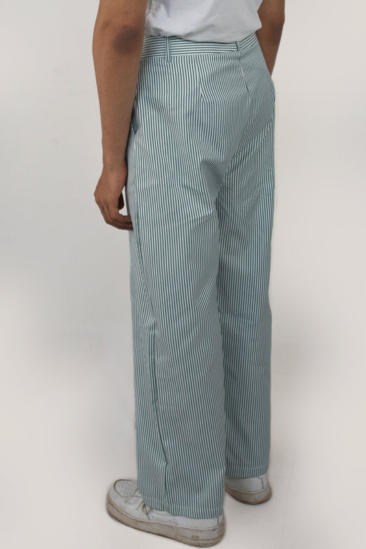 Solid stripe cotton trousers
