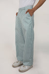 Solid stripe cotton trousers