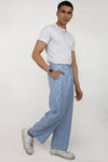 Solid stripe cotton trousers