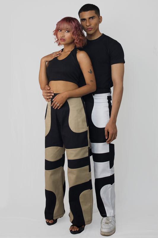 Abstract denim jeans for couple