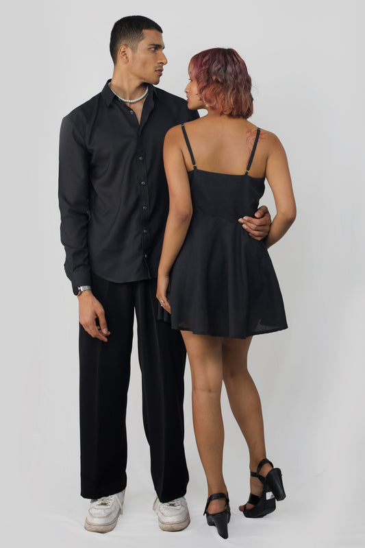 Cotton shirt and dress couple set