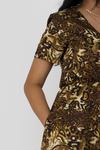 Printed v neck dress with pockets