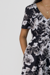 Printed v neck dress with pockets