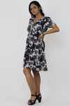 Printed v neck dress with pockets