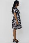 Printed v neck dress with pockets