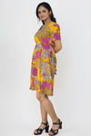 Printed v neck dress with pockets