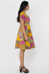 Printed v neck dress with pockets