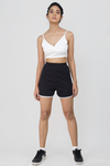 Solid cotton contrast piping shorts