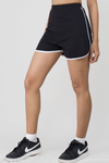 Solid cotton contrast piping shorts