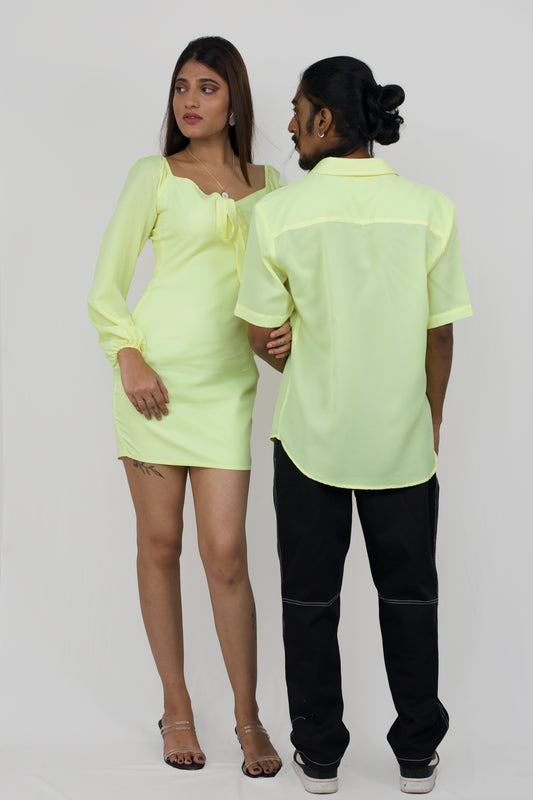 Crepe shirt and dress couple set