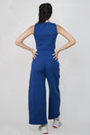 Rib sleeveless top with wide leg pants